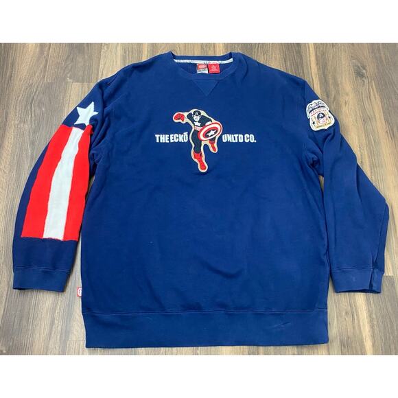 RARE Ecko x Marvel Captain America heavyweight graphic pullover sweatshirt XL - Picture 1 of 6